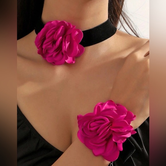 Floral Choker Necklace and Bracelet Set - Picture 2 of 6